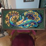 Modernist tapestry 1970 peacocks