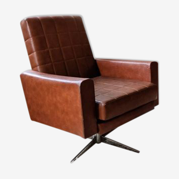 Swivel armchair skai and chrome 60s