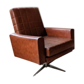 Fauteuil pivotant skaï et chrome années 60