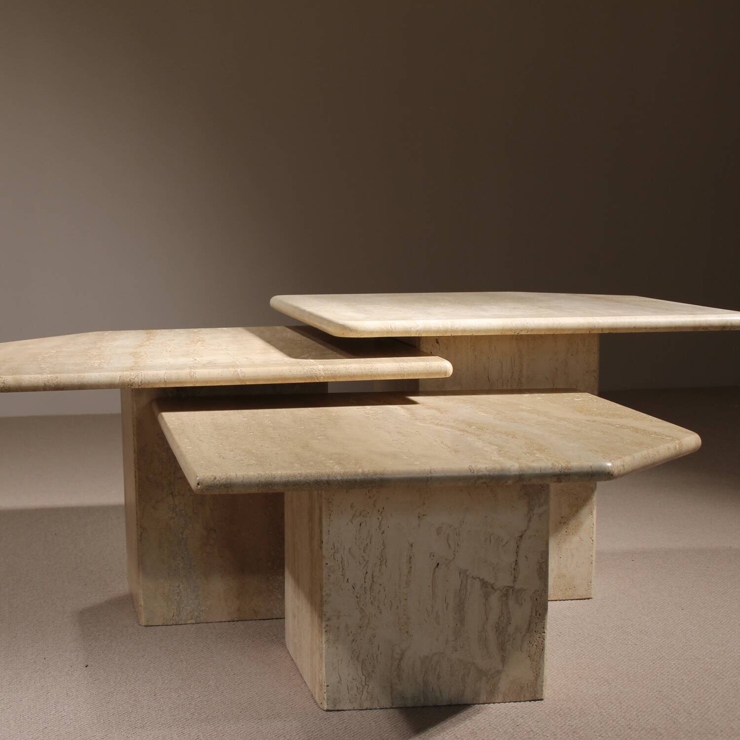 Nesting Table Set in Travertine | Italy 1970s