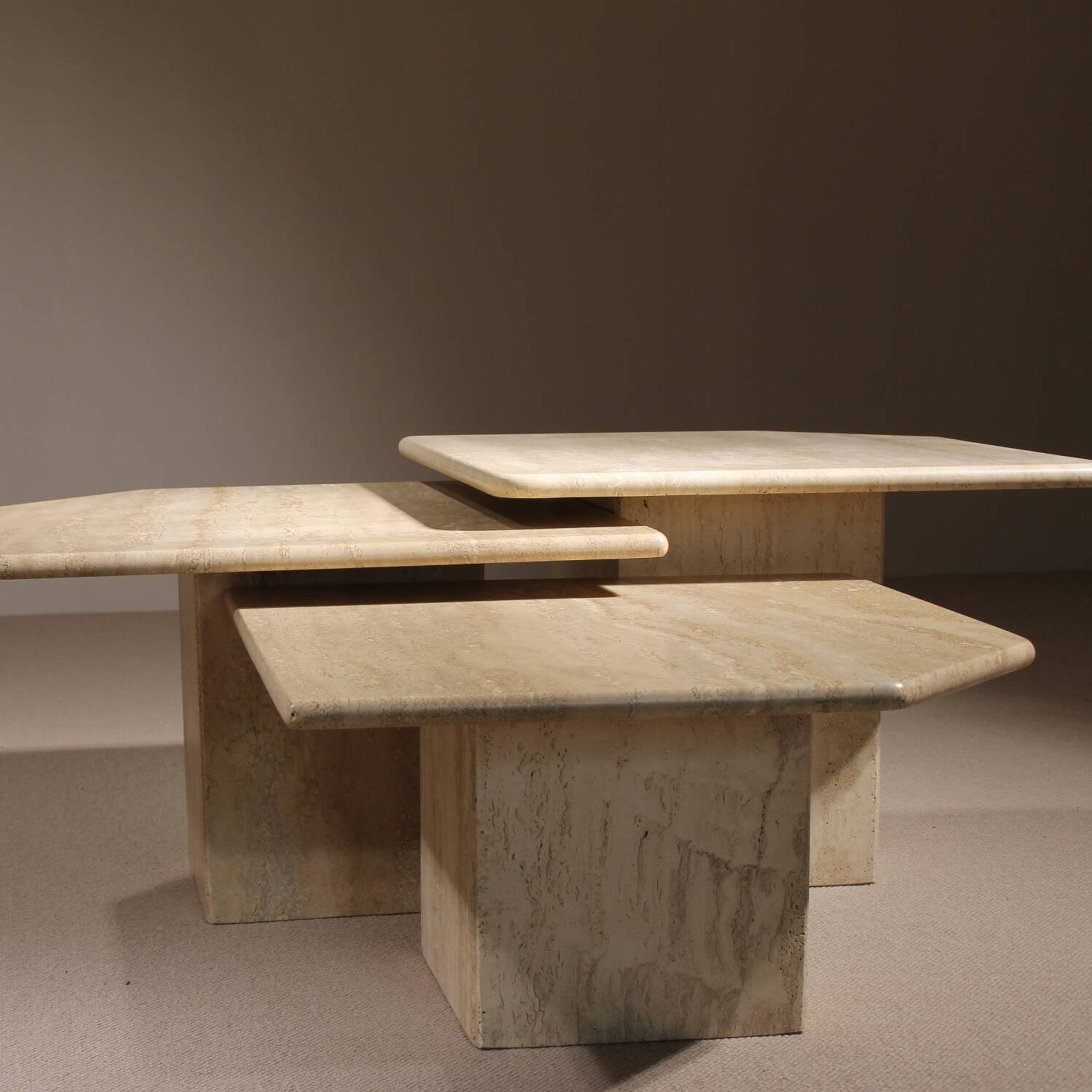 Nesting Table Set in Travertine | Italy 1970s