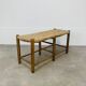 Vintage straw and wood bench, 1960s, country/mountain style