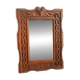 Tramp Art mirror from the 19th century in hand-carved wood.