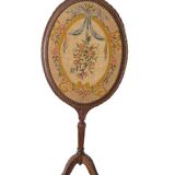 Wooden and embroidered fabric fireplace screen