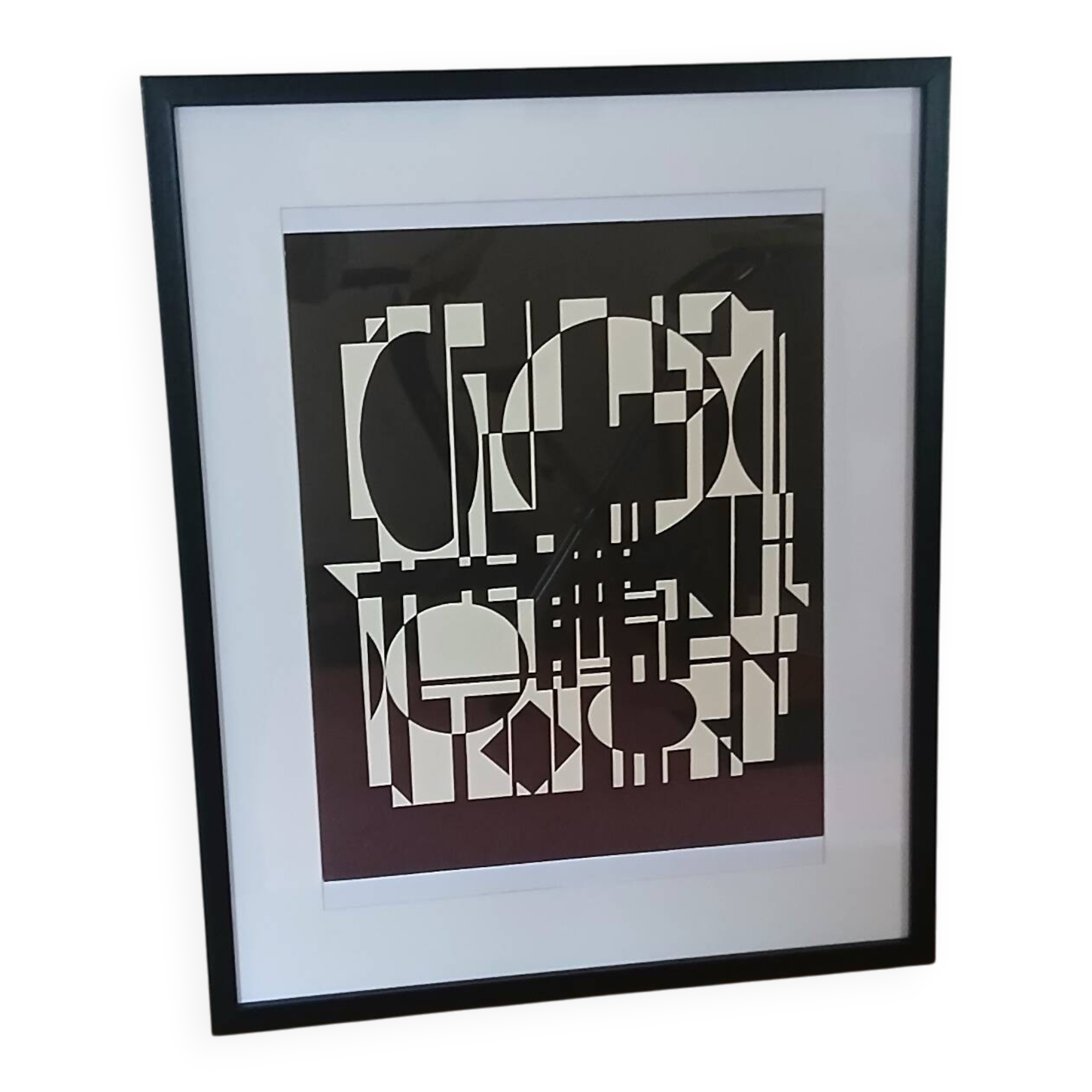Tableau Vintage Art Optique - Victor Vasarely - Frame 50x40cm