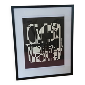 Tableau Vintage Art Optique - Victor Vasarely - Frame 50x40cm