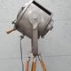 Projector AE Cremer industrial lamp on wooden trefoot