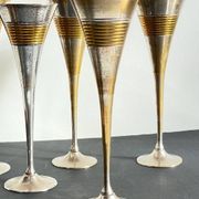 6 Flutes Champagne Laiton Argenté Vintage