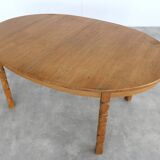 Table de salle à manger brutaliste | Table ovale | Extensible | Période Kjaernulf | 19