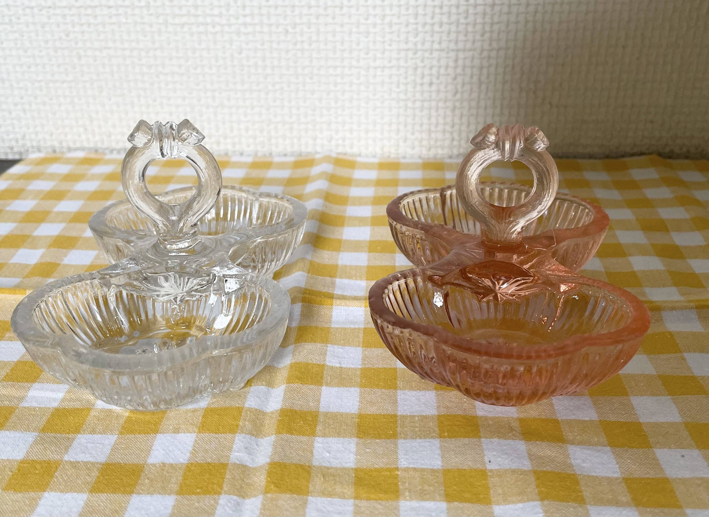 Pink molded double glass salt shaker