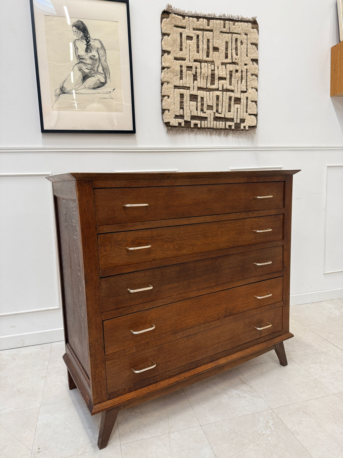 Vintage chest of drawers with splayed legs