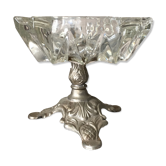 Cendrier en verre sur pied en métal
