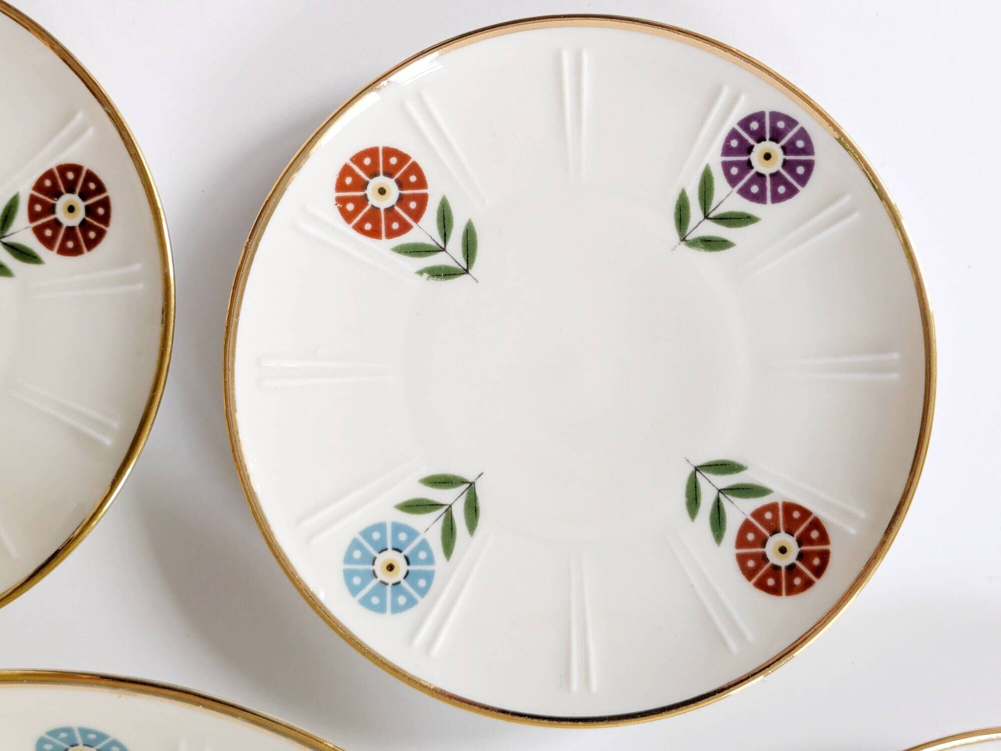 Set of 4 coasters + 1 plate, Winterling Bavaria porcelain, 1960s