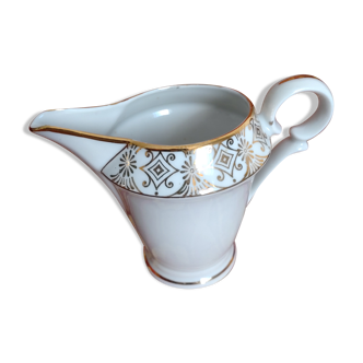 Vintage white and gold porcelain milk jug