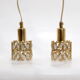 Two pendant lights in gilded brass and crystal, by Palwa, design 1960