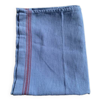 Table runner, tablecloth, tea towel in blue dyed cotton with old red stripe