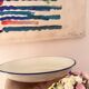 Set of 4 Deep Dessert Plates – White & Blue Rim
