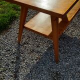 Coffee table of the 50s feet compass double wooden tops