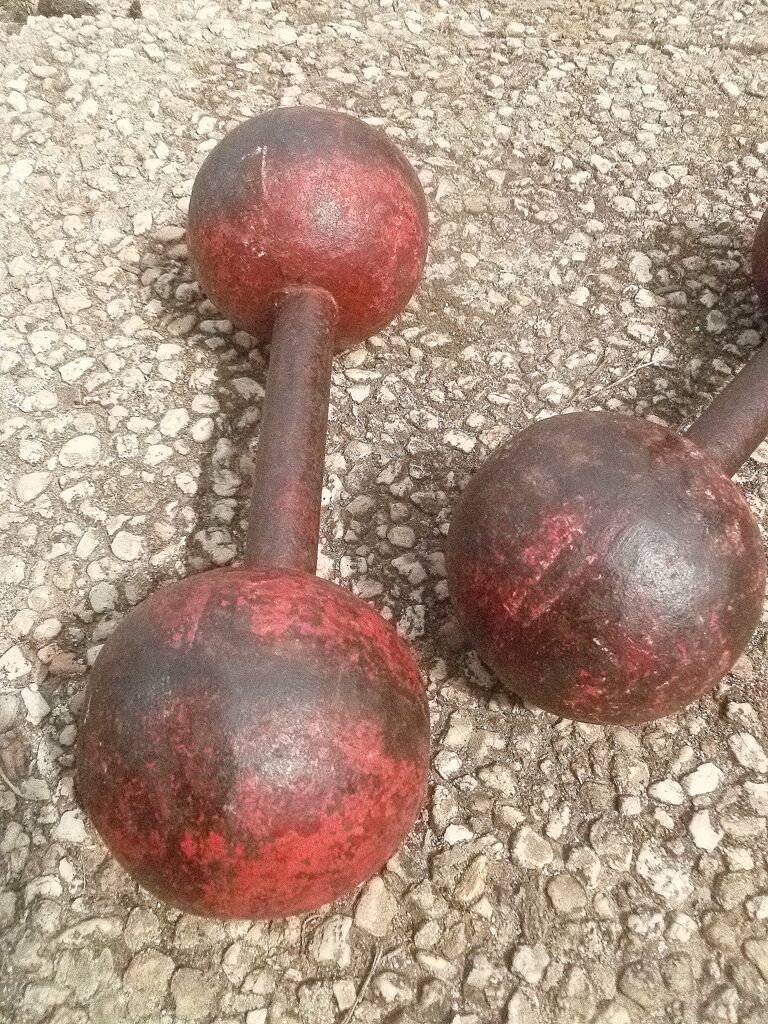 Pair of old dumbbells