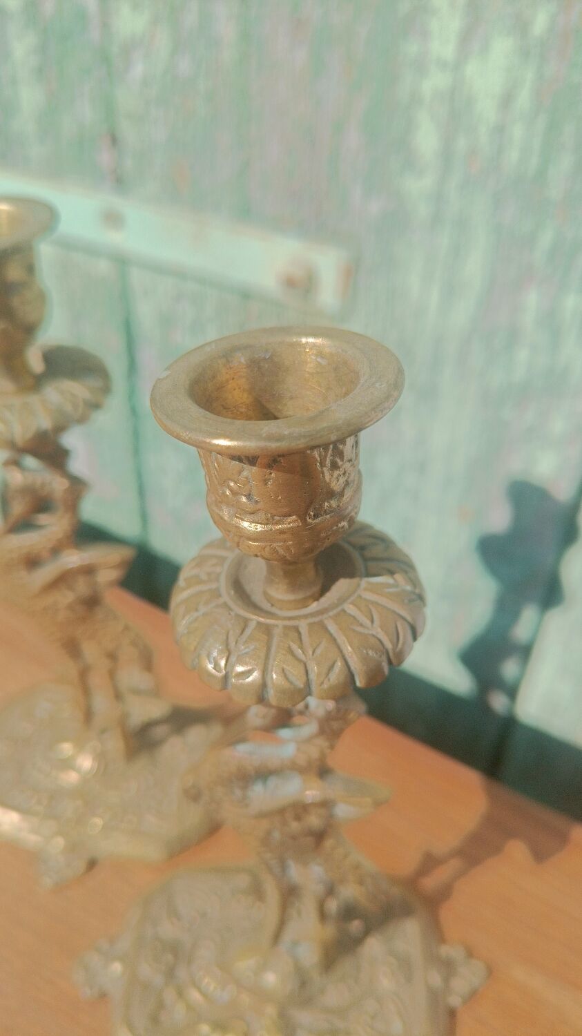 Antique bronze candlesticks