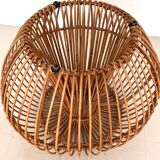 Bamboo Stool with new cushion, 1960s