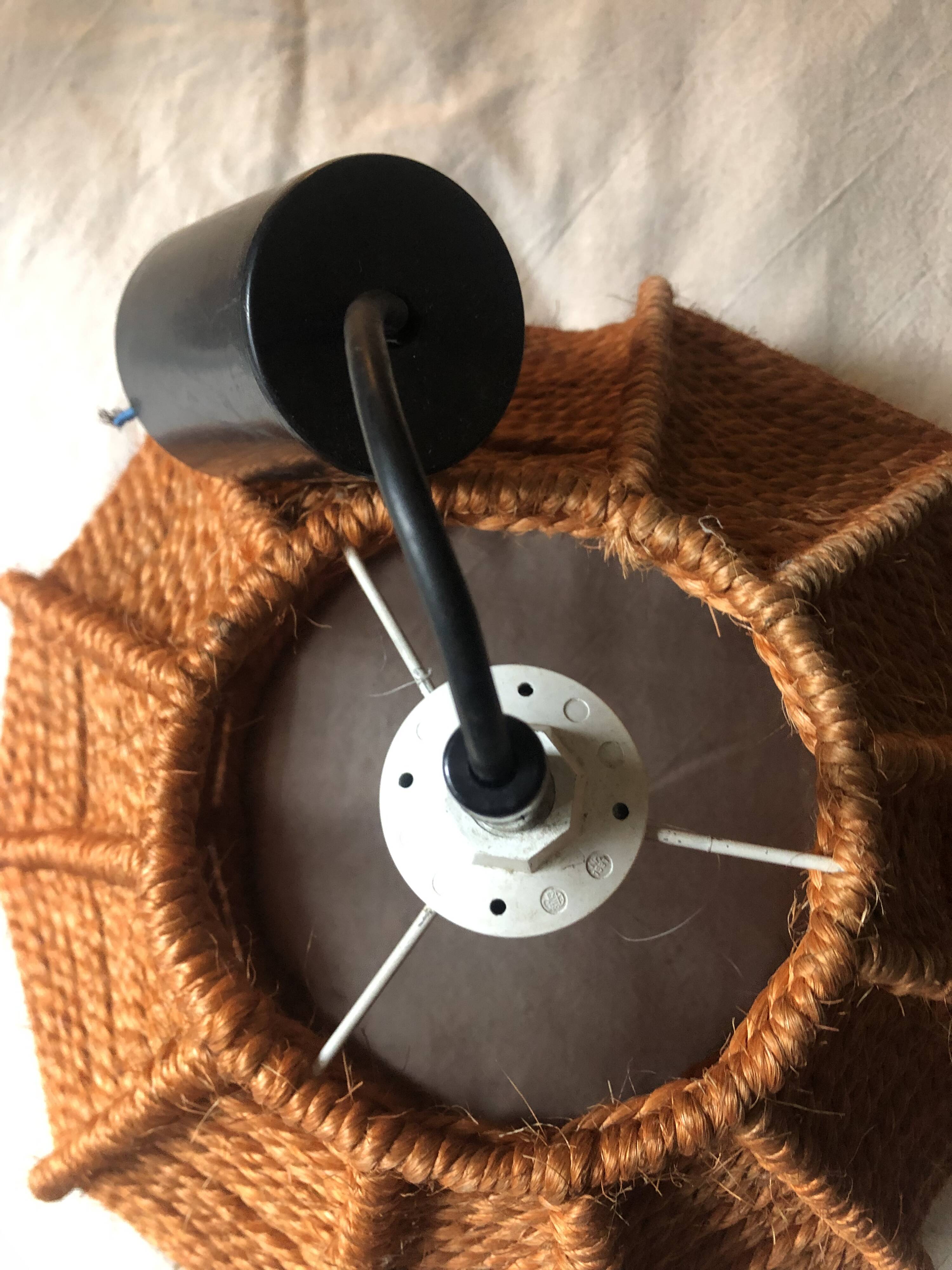 Vintage orange rope pendant light from the 70s
