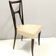 Set of Six Ebonized Beech Dining Chairs with Ivory Skai Upholstery, Italy