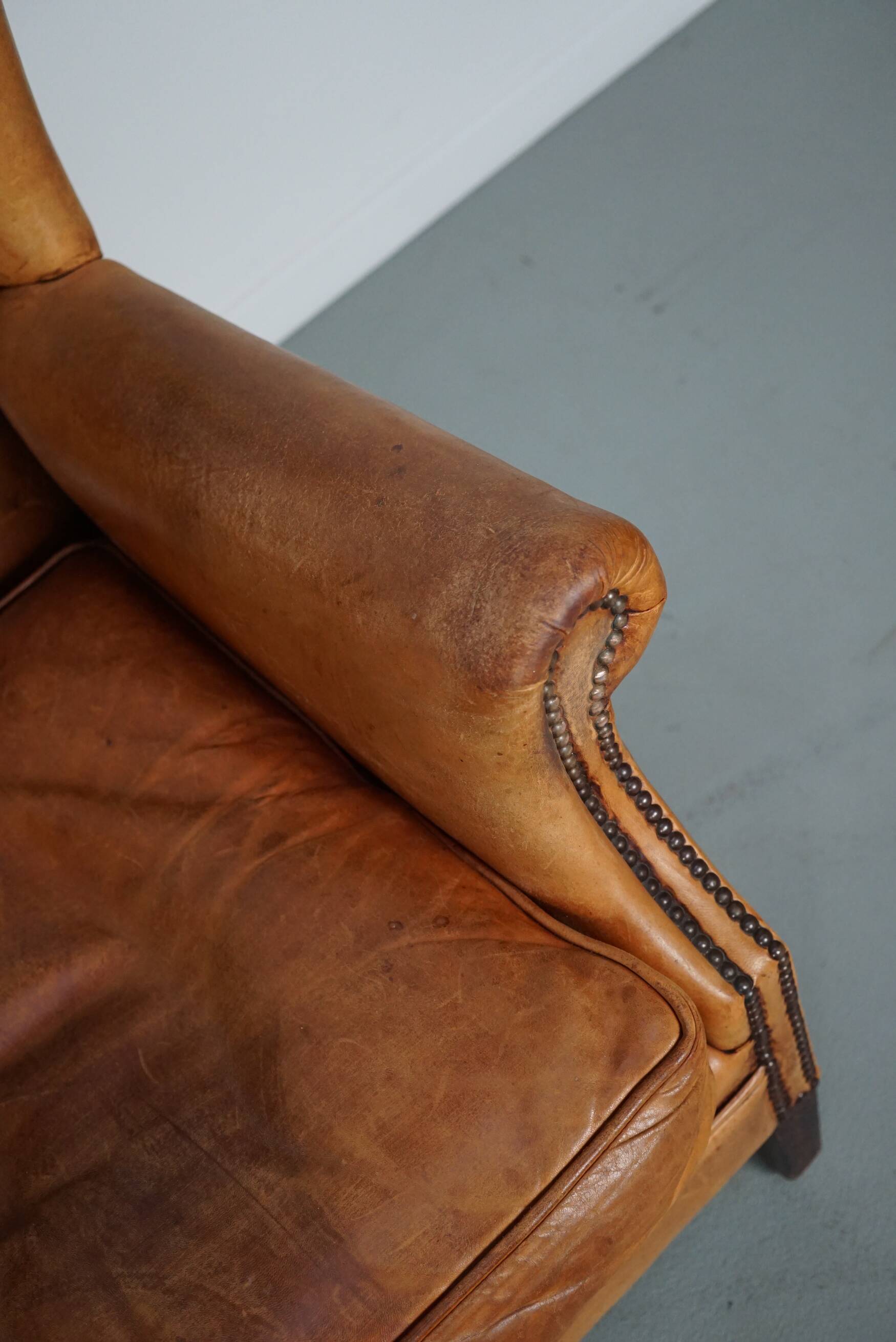 Vintage Dutch cognac coloured leather club chair