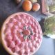 Vintage dessert plate in glazed ceramic with strawberry design, 1950s-1970s.