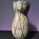Ancient ceramic vase grey decor black, orange interior vintage green