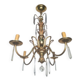 Bronze and crystal chandelier in the style of the Baguès house