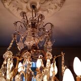 Lustre bronze et pampilles en cristal Baccarat