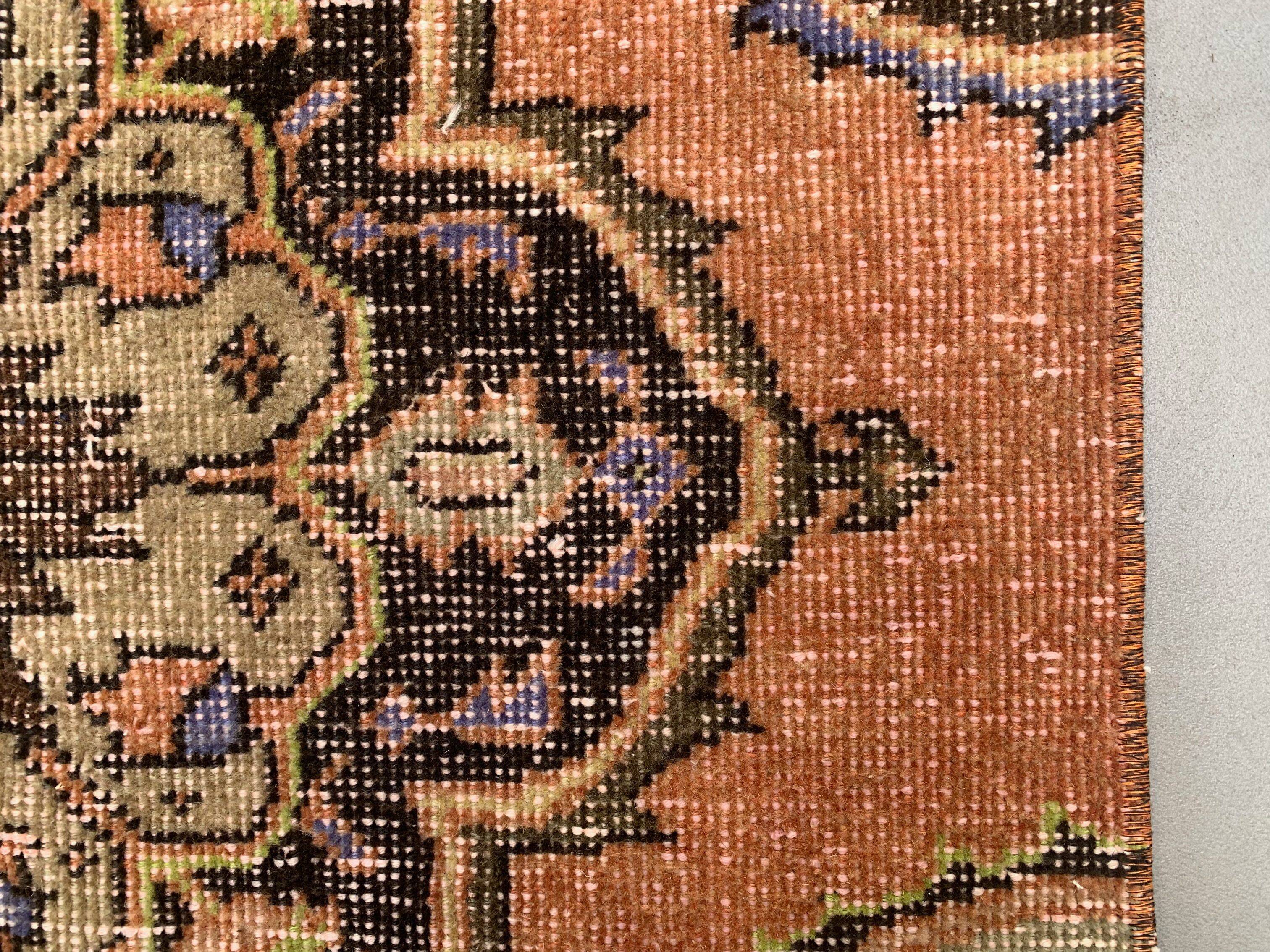 Distressed Turkish Runner 393x81 cm wool Vintage Tribal Rug