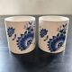 Paire de mugs décor floral bleu