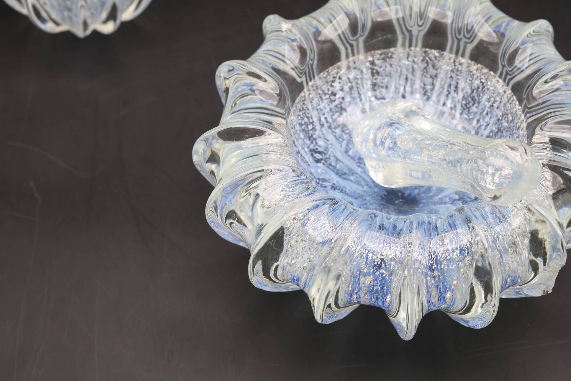 Set of 3 Blue Ercole Barovier "Bullicante" Murano Glass Vase for Barovier &