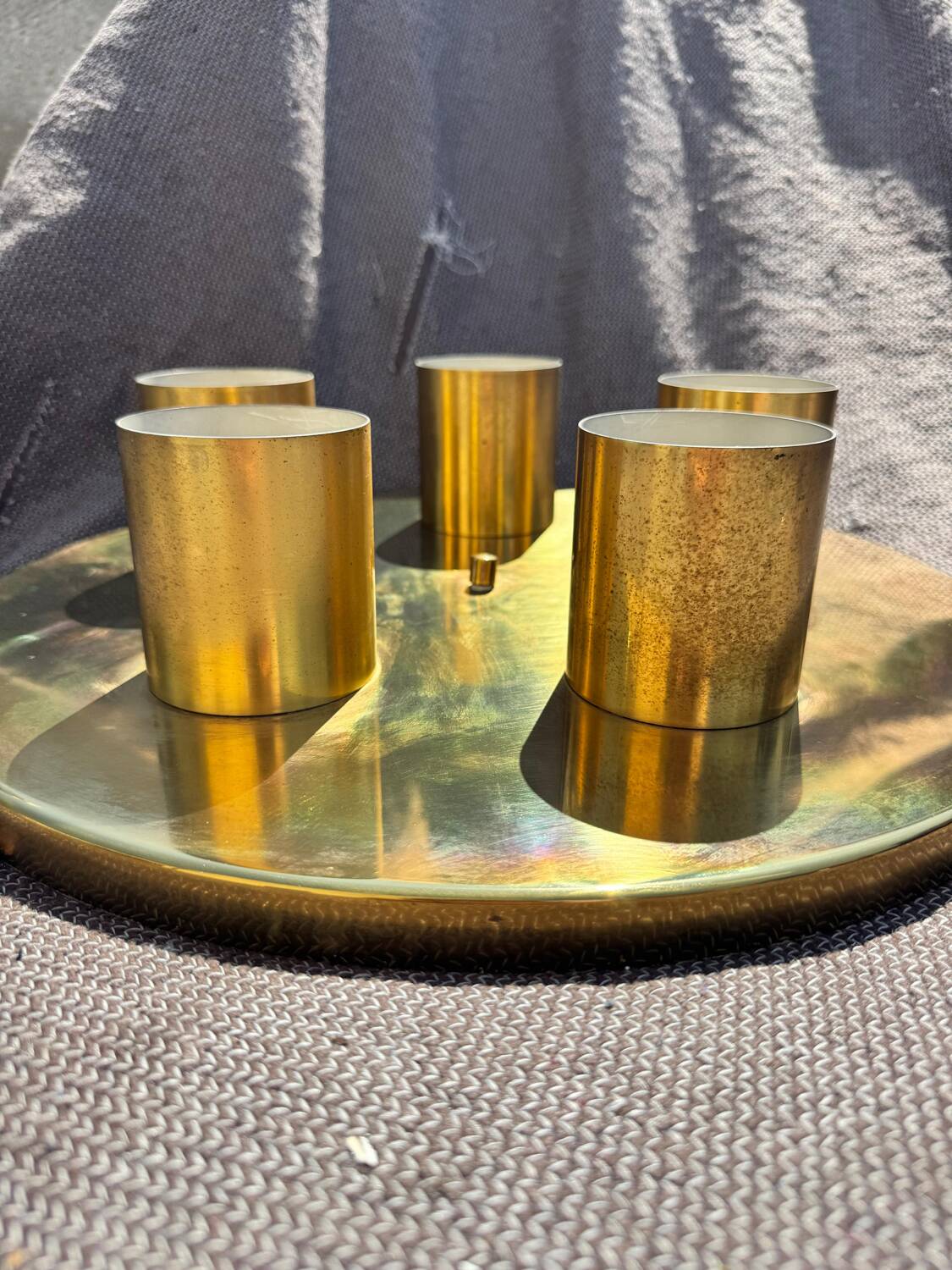 Minimalist 60s brass wall light with 5 sockets Beisl Leuchte, Germany