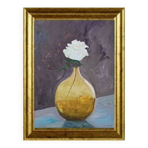 Tableau, Rose blanche - vase