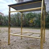 Vintage single bed and nightstand in gilded brass
