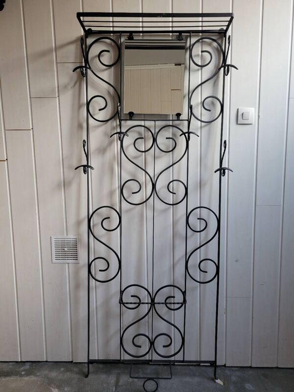 Porte manteau porte chapeau en fer forgé 1960