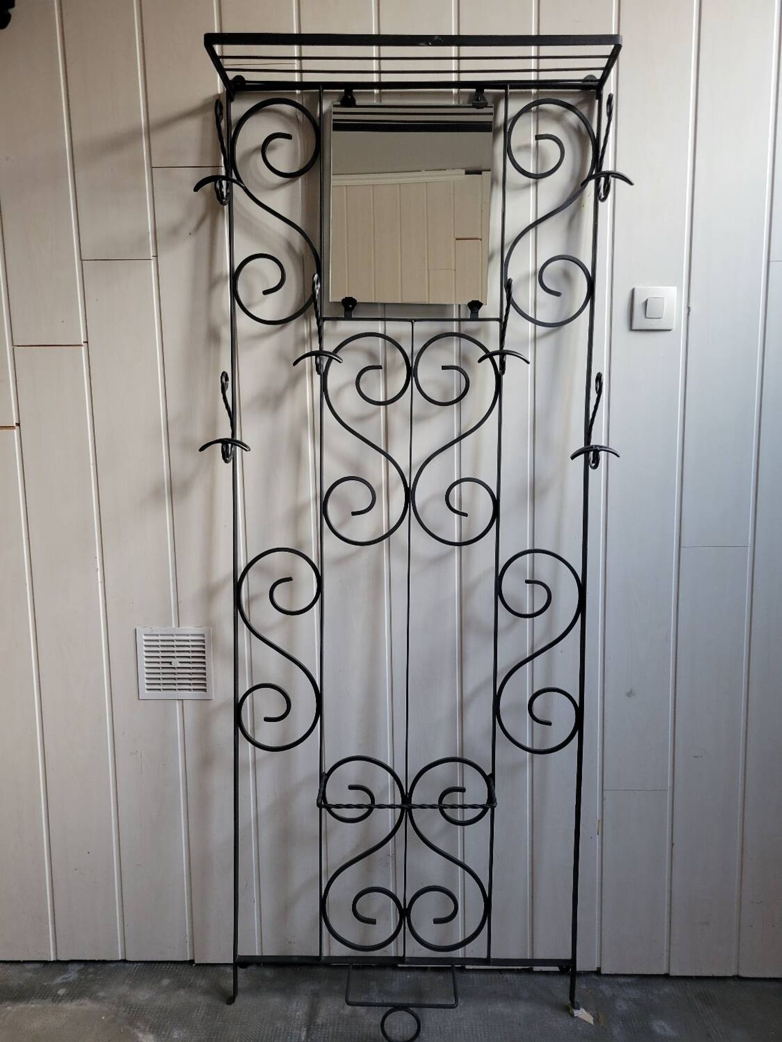 Wrought iron coat and hat rack, 1960s