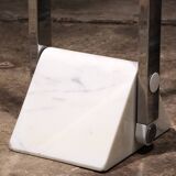 Italian Design Coat rack with white marble base and chrome uprights, 1970