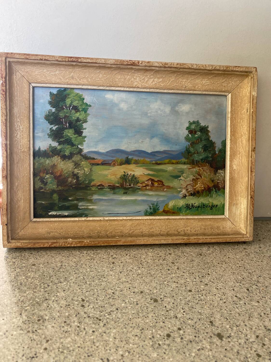 Peinture paysage de campagne signée