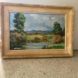 Peinture paysage de campagne signée