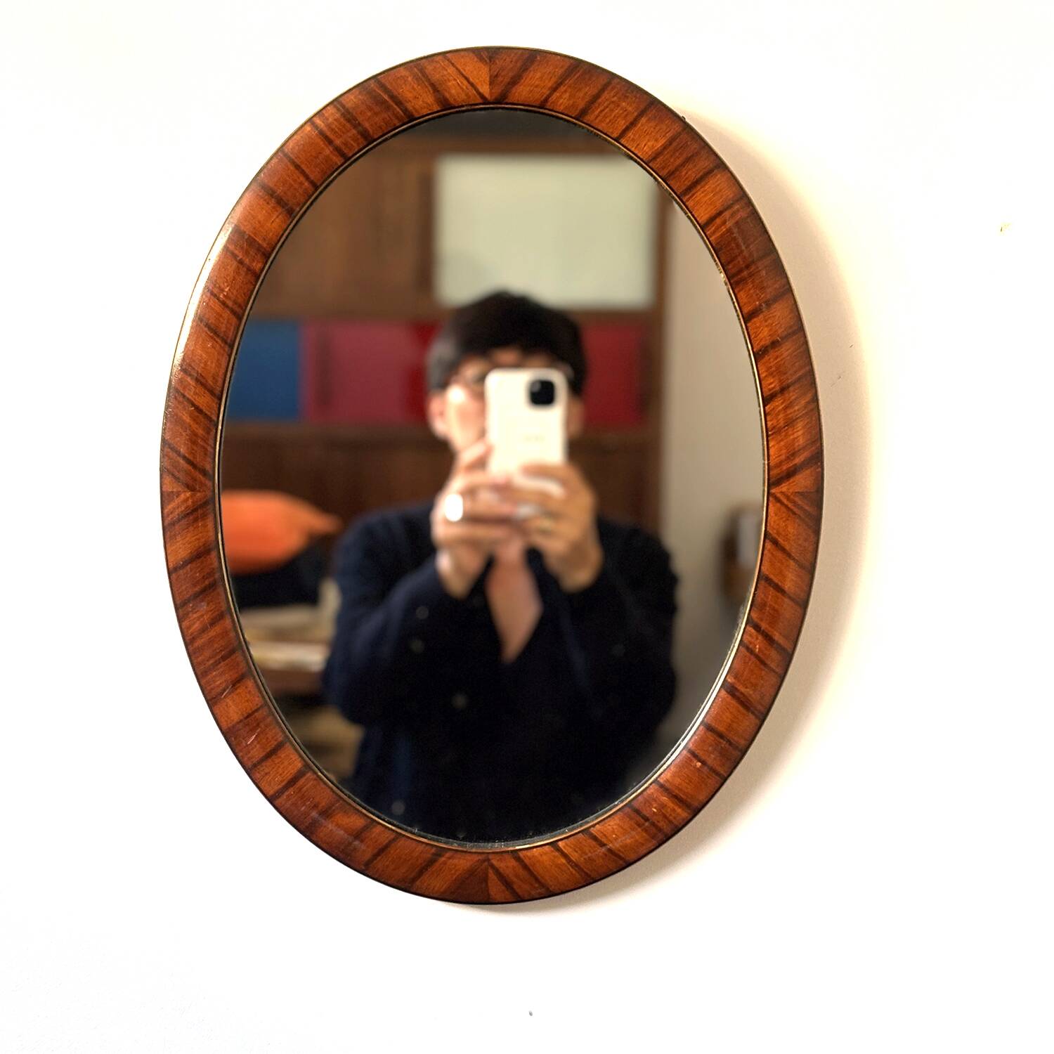 Vintage Mid Century Mirror with Inlaid Edge