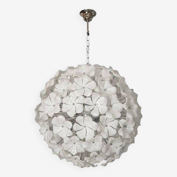 White Lotus Murano Glass Sputnik Chandelier by Simoeng