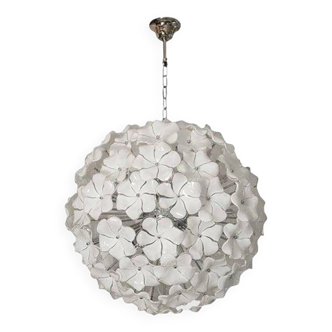 White Lotus Murano Glass Sputnik Chandelier by Simoeng