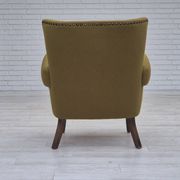 1970s, Danish lounge chair, original green furniture wool, oak wood.
