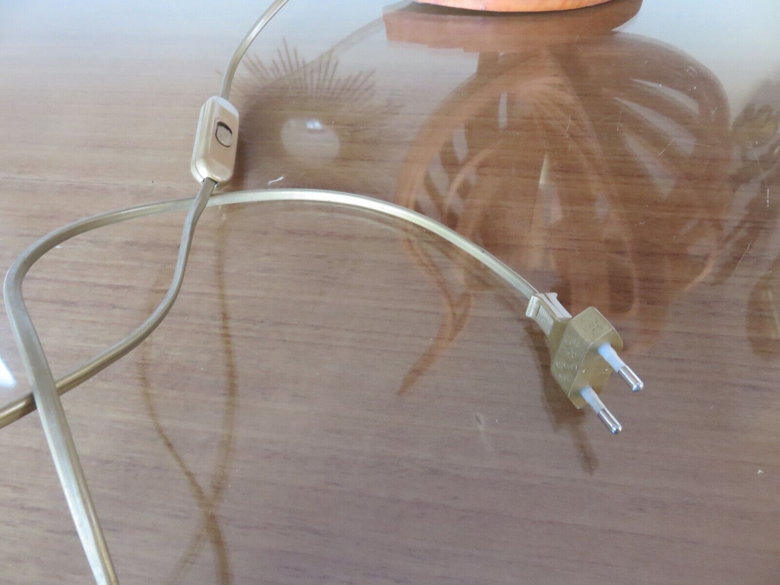 Large Scandinavian arched wooden lamp 60s 70s