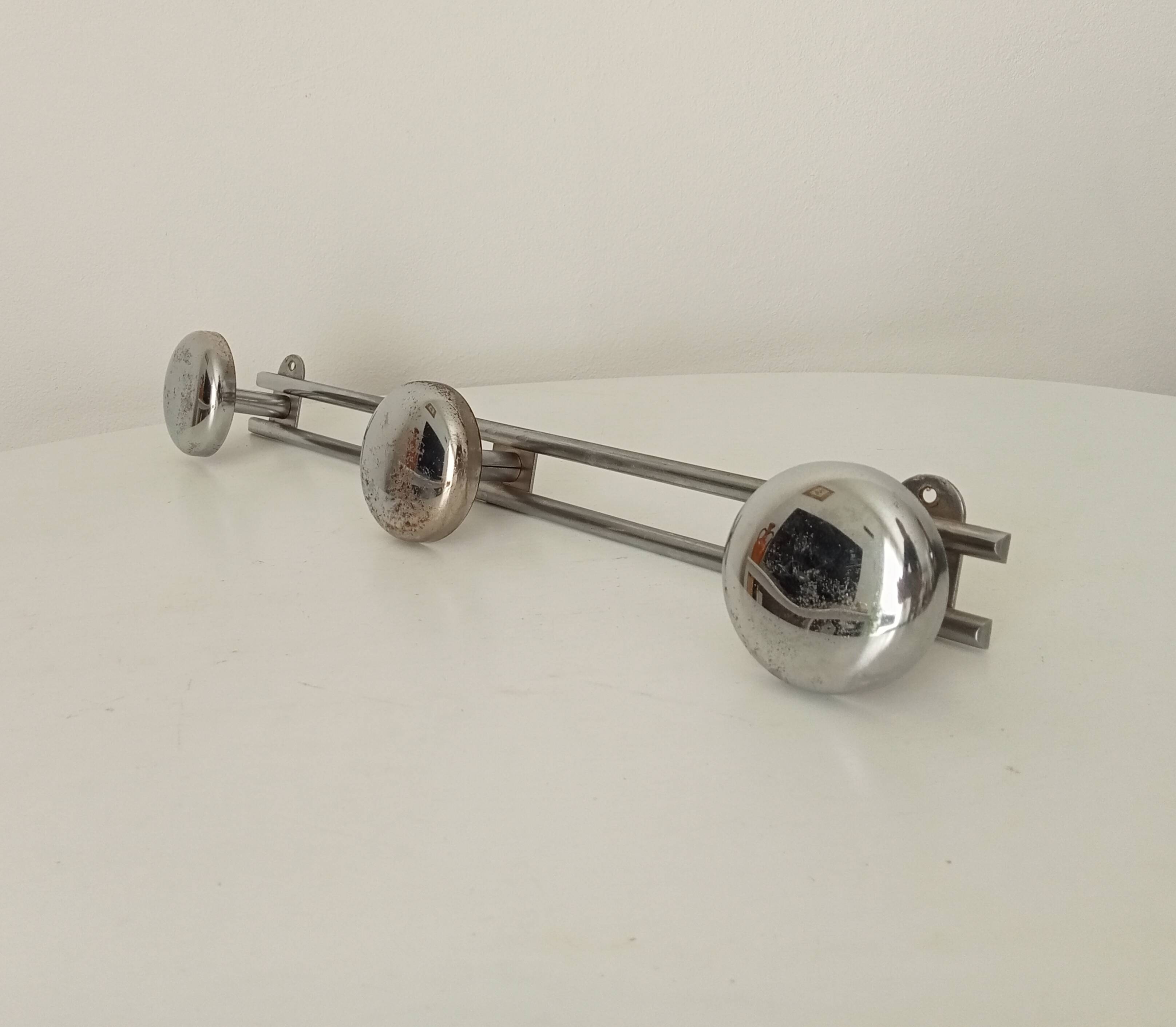 Vintage chrome wall coat rack from the 70s