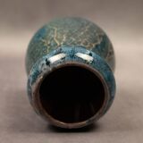 Petit vase en grès flammé aux nuances de bleu et d'orange